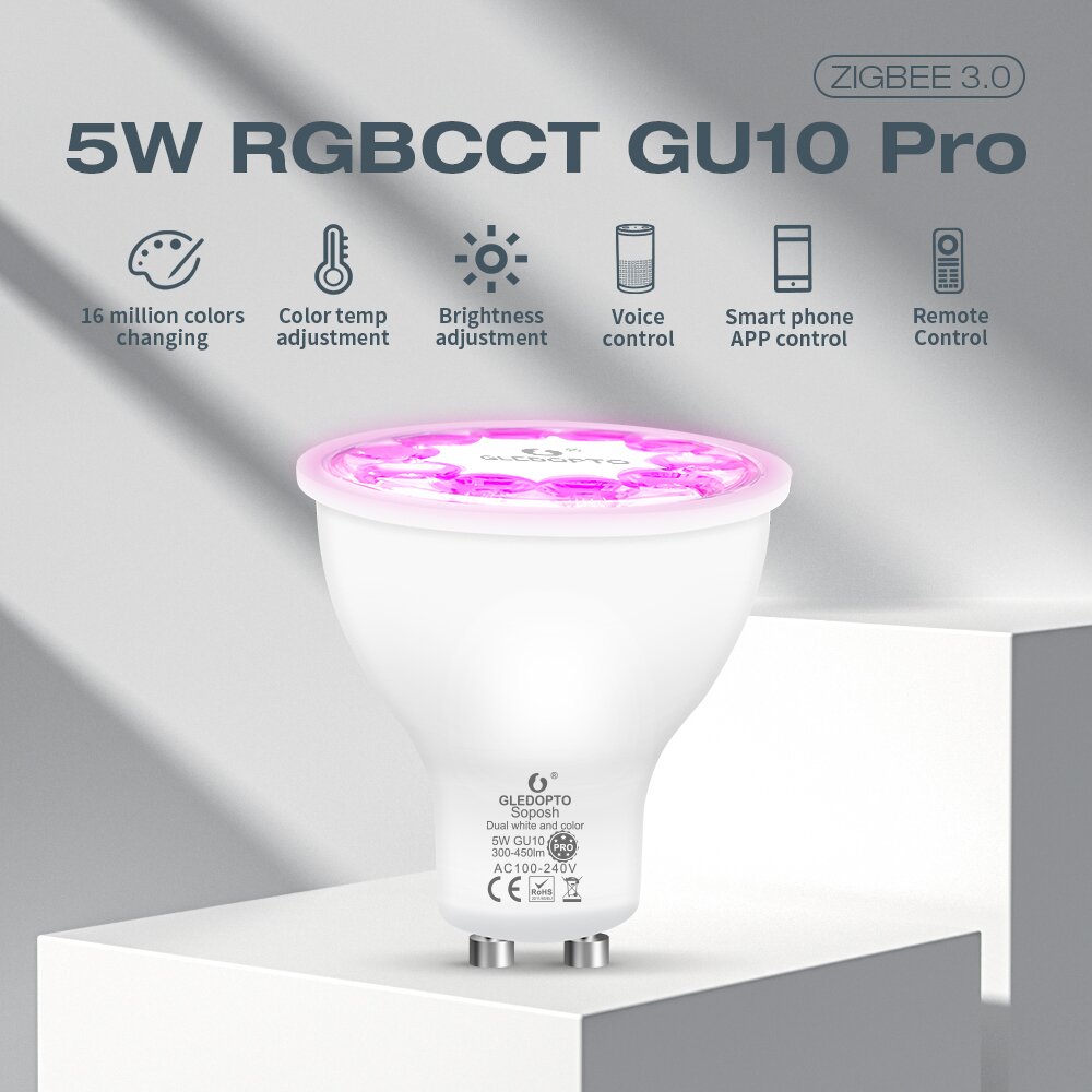 Mi-Light LED GU10 Spot 4W RGB+CCT Ø50mm Zigbee 3.0 